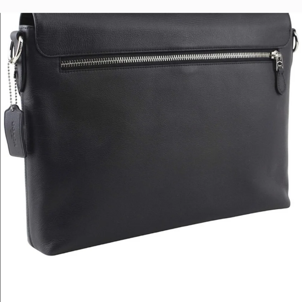 🖤▪️ Coach ▪️Men Beckett Black Leather Briefcase Messenger Flap Crossbody